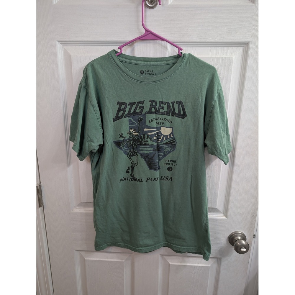Parks Project Big Bend T-Shirt Green Texas Skeleton Tee Cotton - Size M